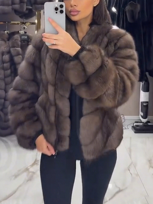 Plush Spliced Temperament Coat