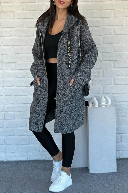 Hooded Drawstring Coat