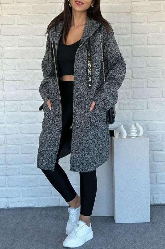 Hooded Drawstring Coat
