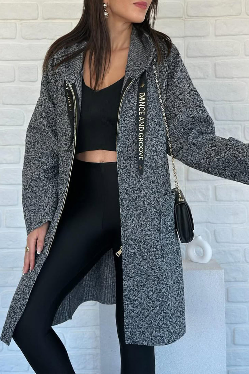 Hooded Drawstring Coat