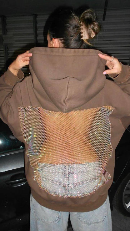 Hooded Hollow Mesh Sweatshirt
