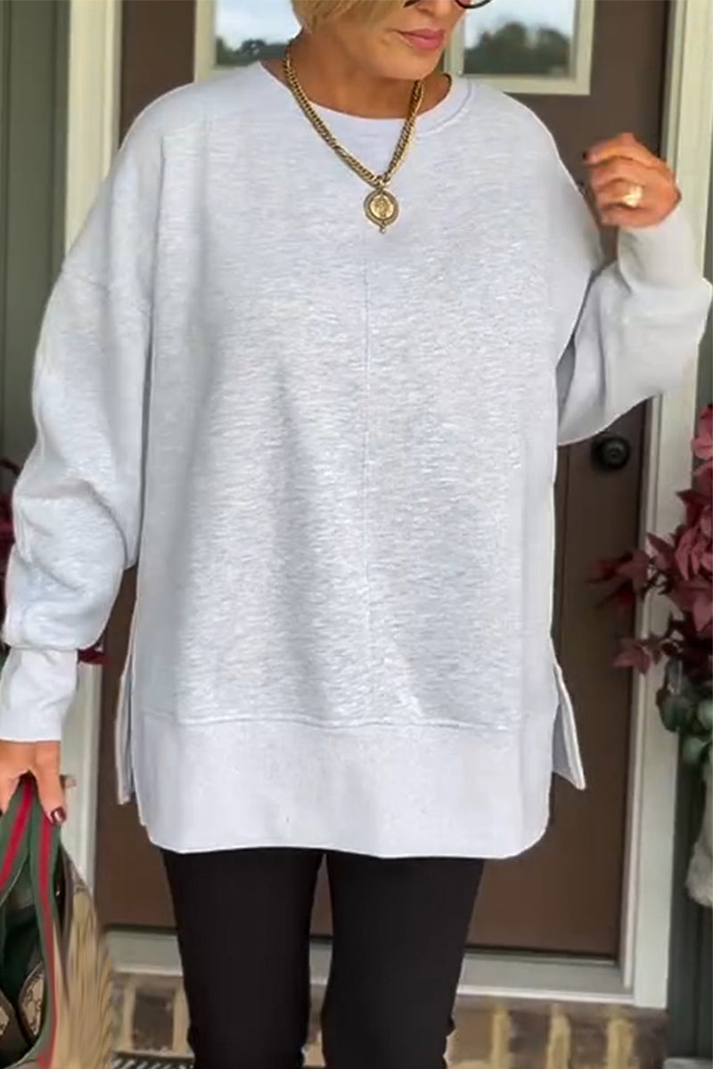 Round Neck Color Sweatshirt
