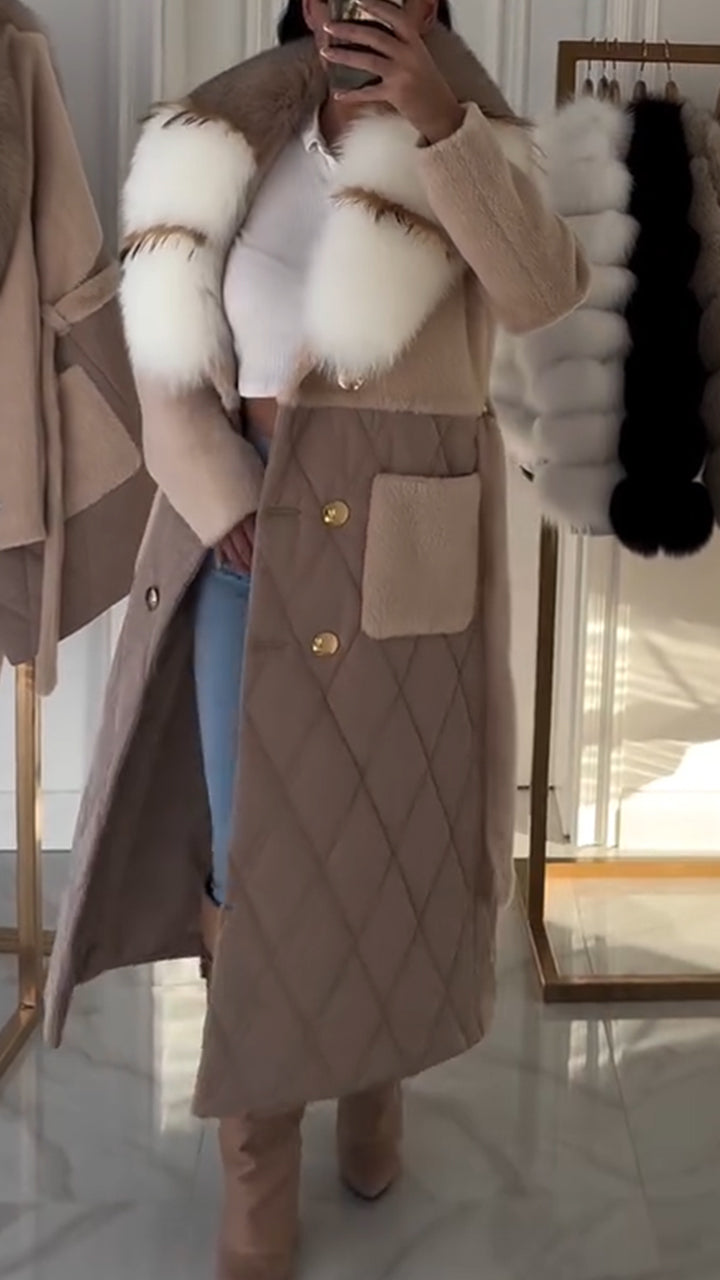 Fur Collar Patchwork Coat