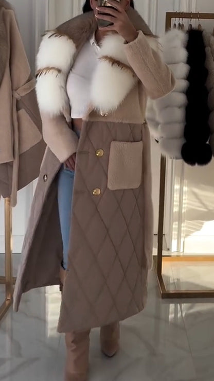 Fur Collar Patchwork Coat