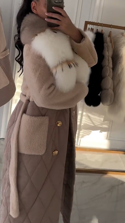 Fur Collar Patchwork Coat