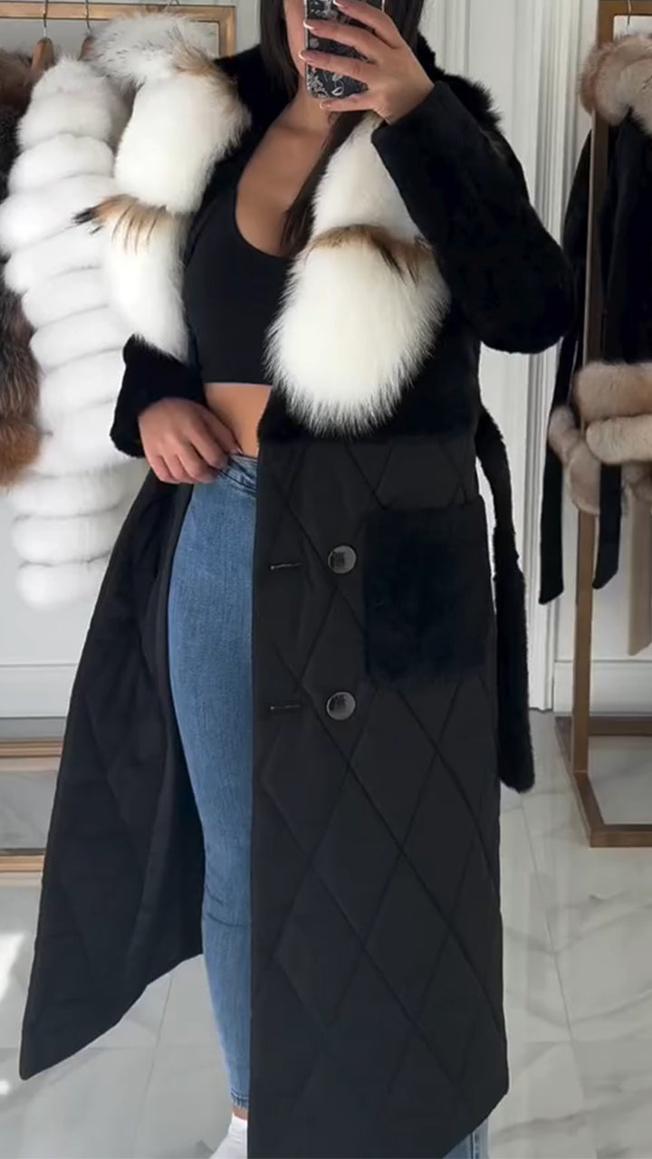 Fur Collar Patchwork Coat