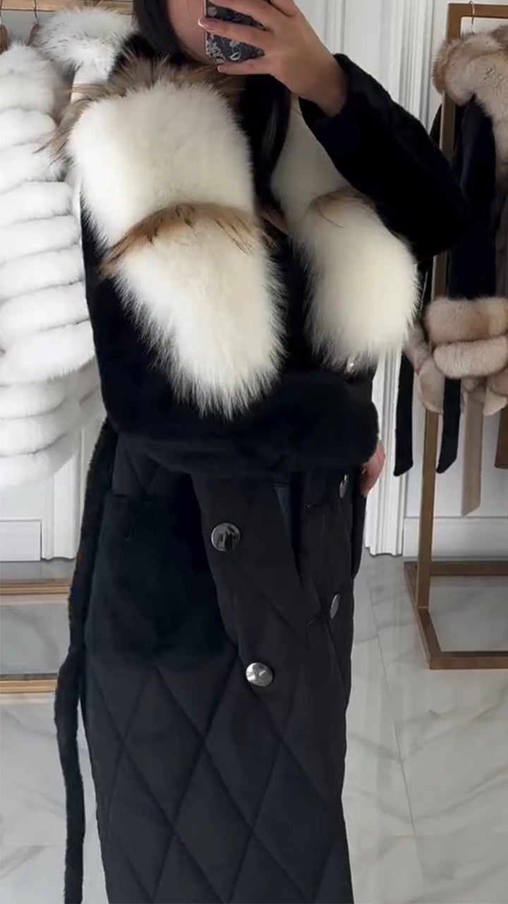 Fur Collar Patchwork Coat