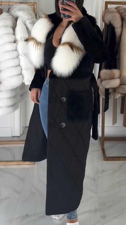 Fur Collar Patchwork Coat