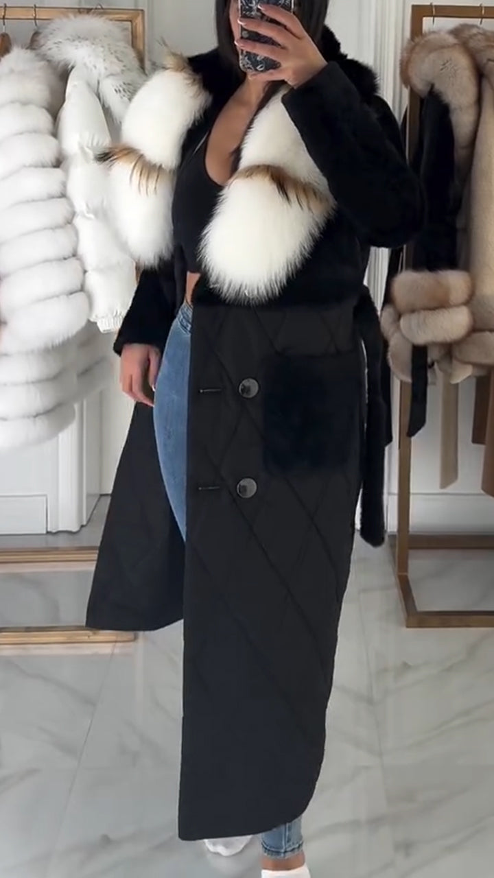 Fur Collar Patchwork Coat