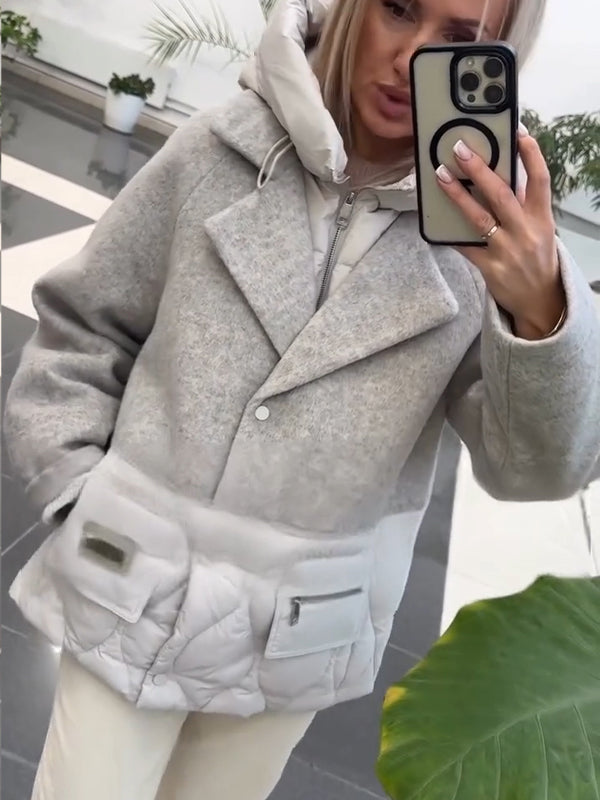 Lapel Splicing Fake Two-piece Coat