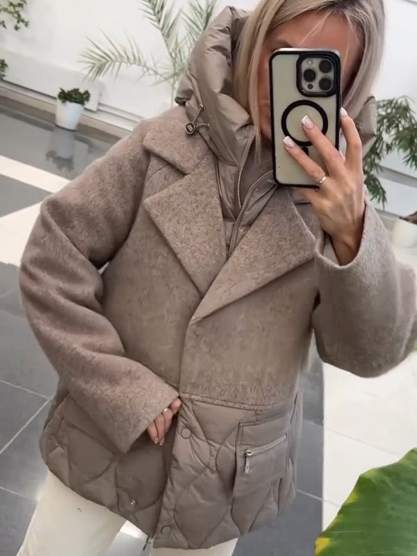Lapel Splicing Fake Two-piece Coat