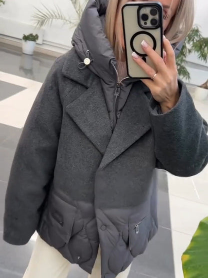 Lapel Splicing Fake Two-piece Coat