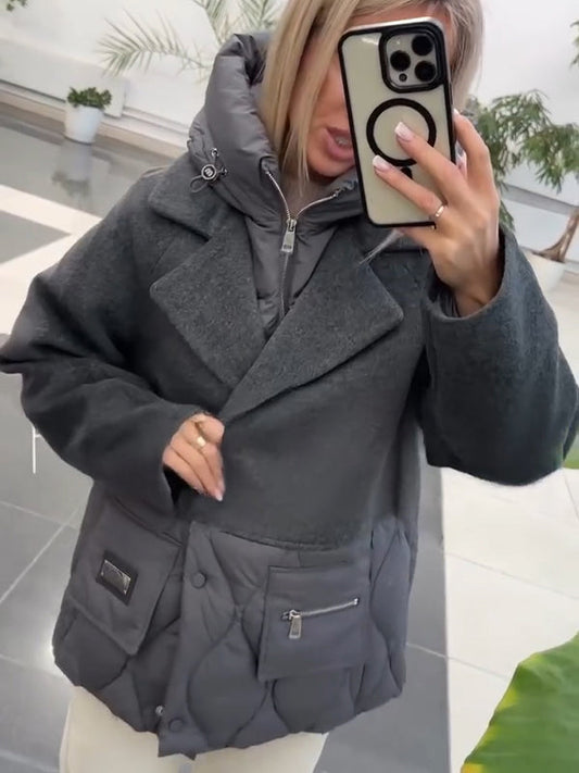 Lapel Splicing Fake Two-piece Coat