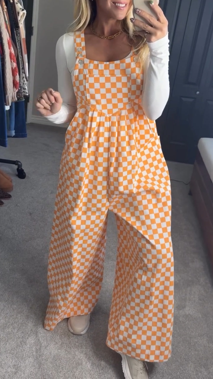 Plaid Thanksgiving Elements Splicing Jumpsuit