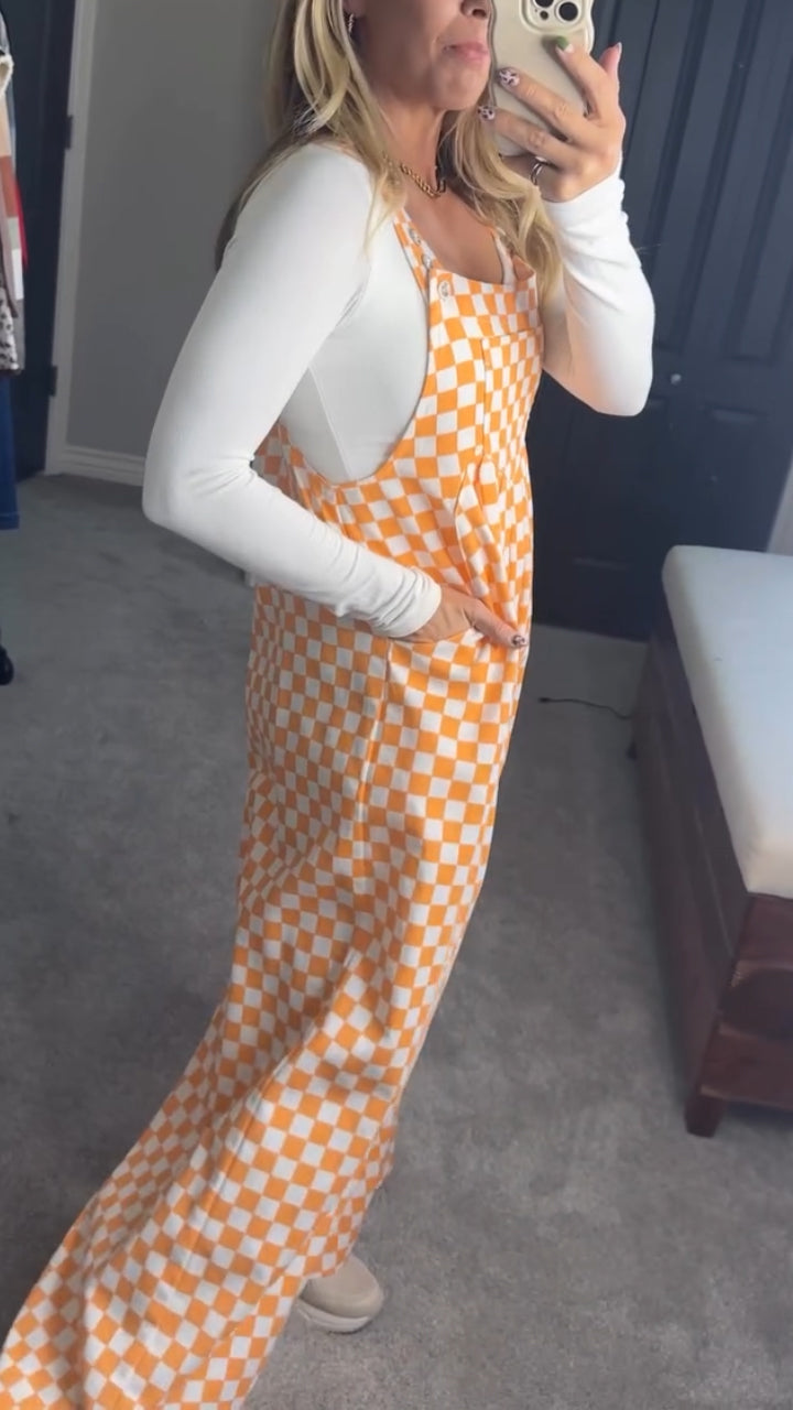 Plaid Thanksgiving Elements Splicing Jumpsuit