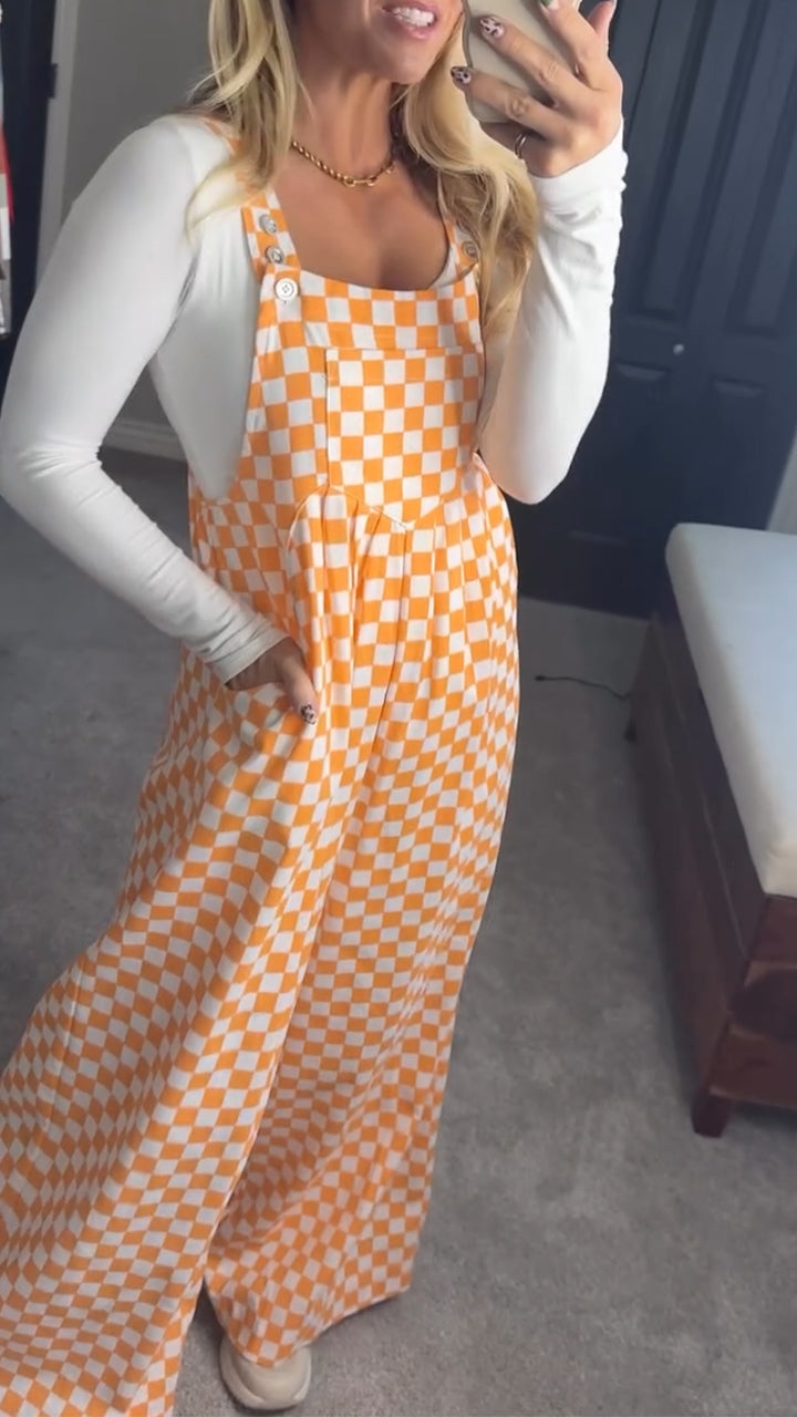 Plaid Thanksgiving Elements Splicing Jumpsuit