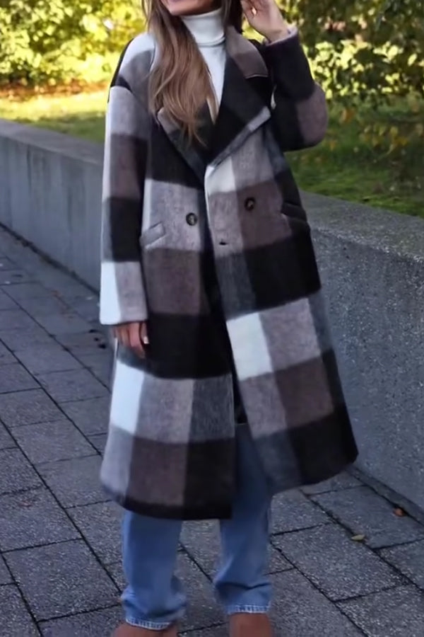 Autumn Winter Colorful Plaid Long Coat