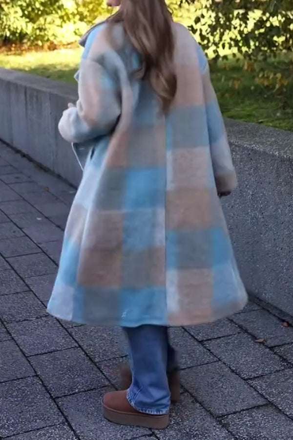 Autumn Winter Colorful Plaid Long Coat