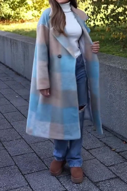 Autumn Winter Colorful Plaid Long Coat