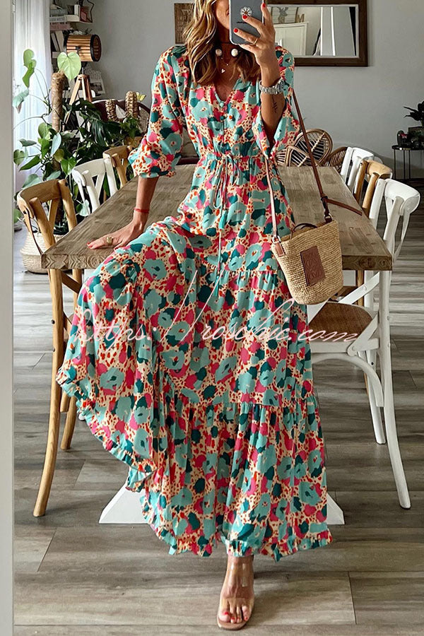 Full Bloom Adjustable Waist Maxi Dress