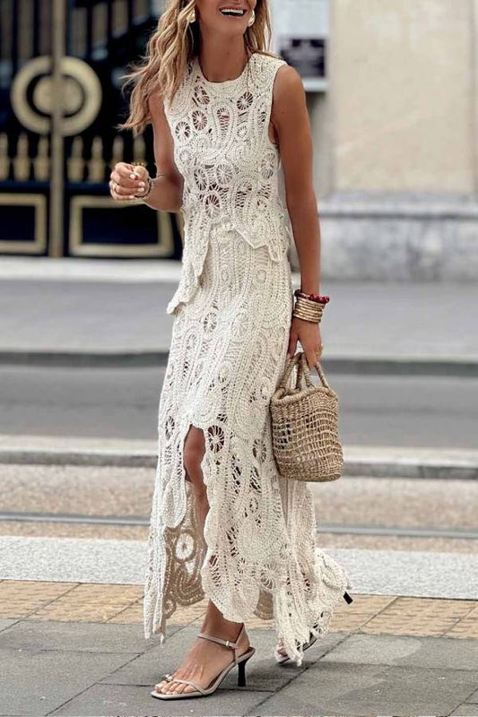 Irregular Hollow Lace Skirt
