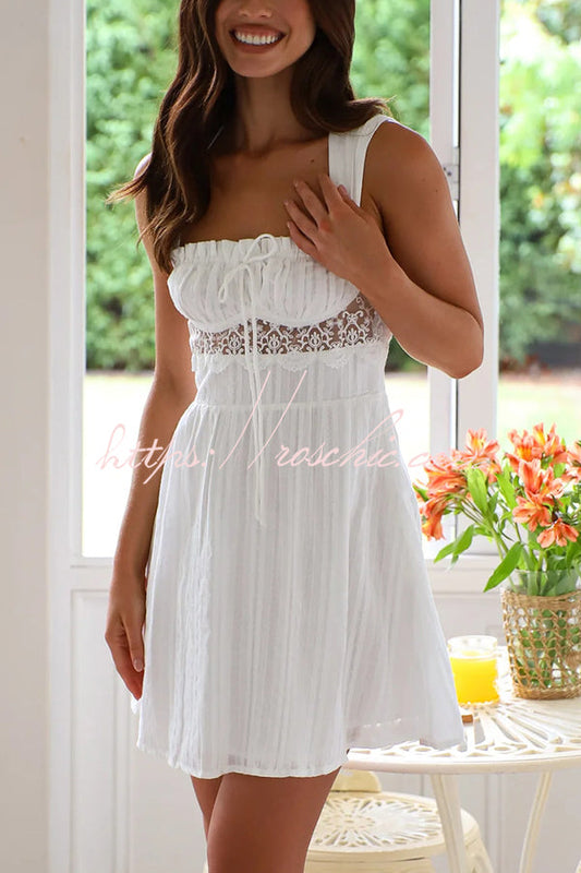 Style Suspender Hollow Stitching Lace Up Mini Dress