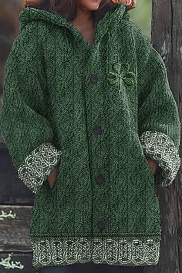 Irish Celtic Knot Jacquard Hooded Sweater