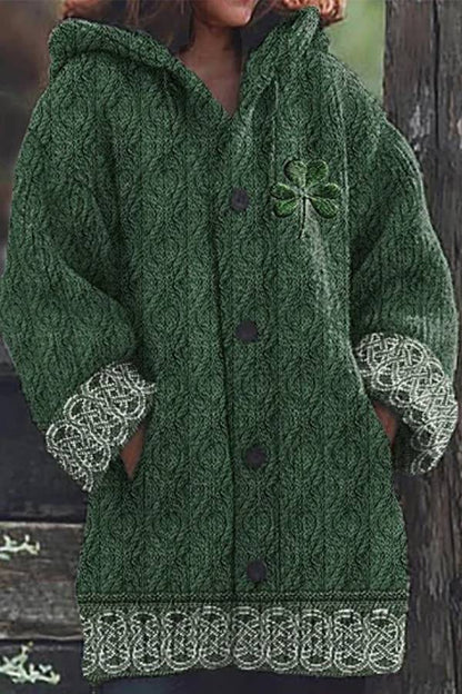 Irish Celtic Knot Jacquard Hooded Sweater