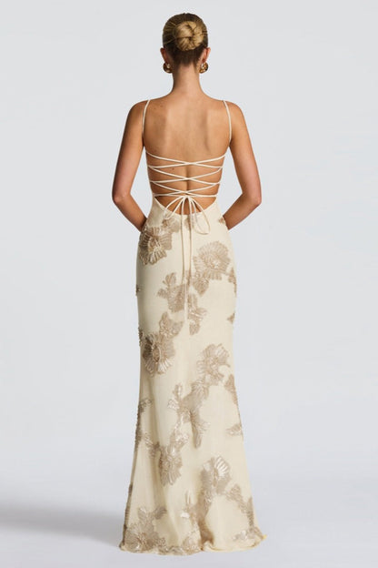 Backless Tie-up Maxi Dress