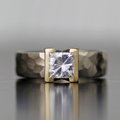 Silver & Gold Inlaid Glass Ring