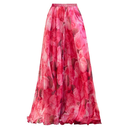 Flowers Printed One Piece Swimsuit and Skirt