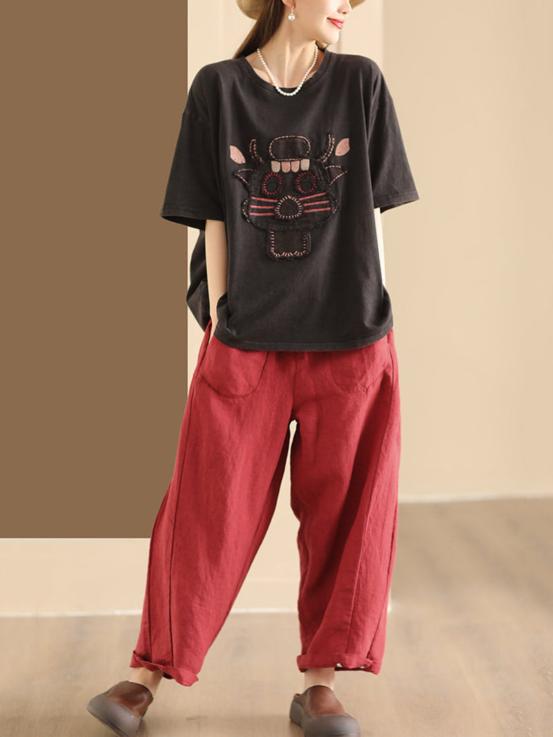 Summer Linen Loose Harem Pants We1021