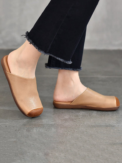 Summer Artsy Colorblock Leather Slippers Xx1011