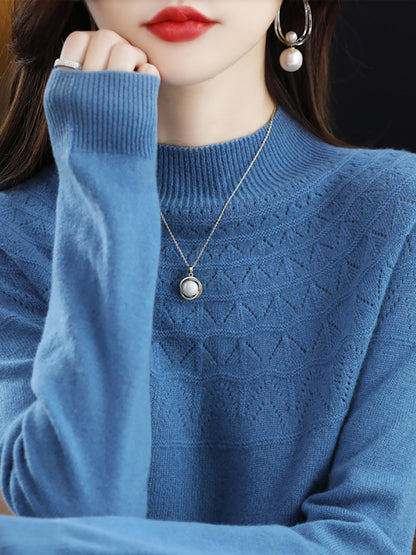 Autumn Cable Knit 100%wool Half Turtleneck Sweater Qn017