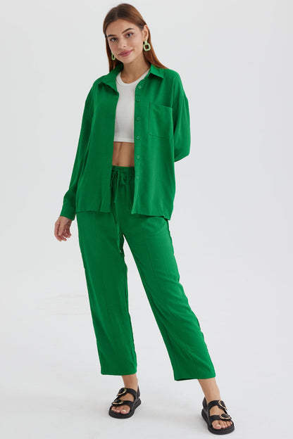 Long Sleeve Color Shirt Long Pants Set