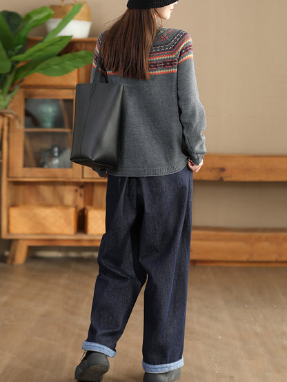 Autumn Jacquard Half Turtleneck Sweater Ai1005