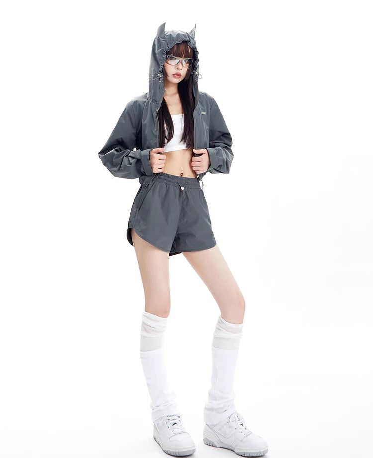 Sports Style Short Jacket and Shorts