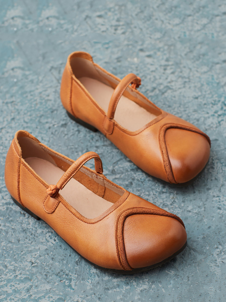Summer Leather Spliced Soft Shoes Zz1038