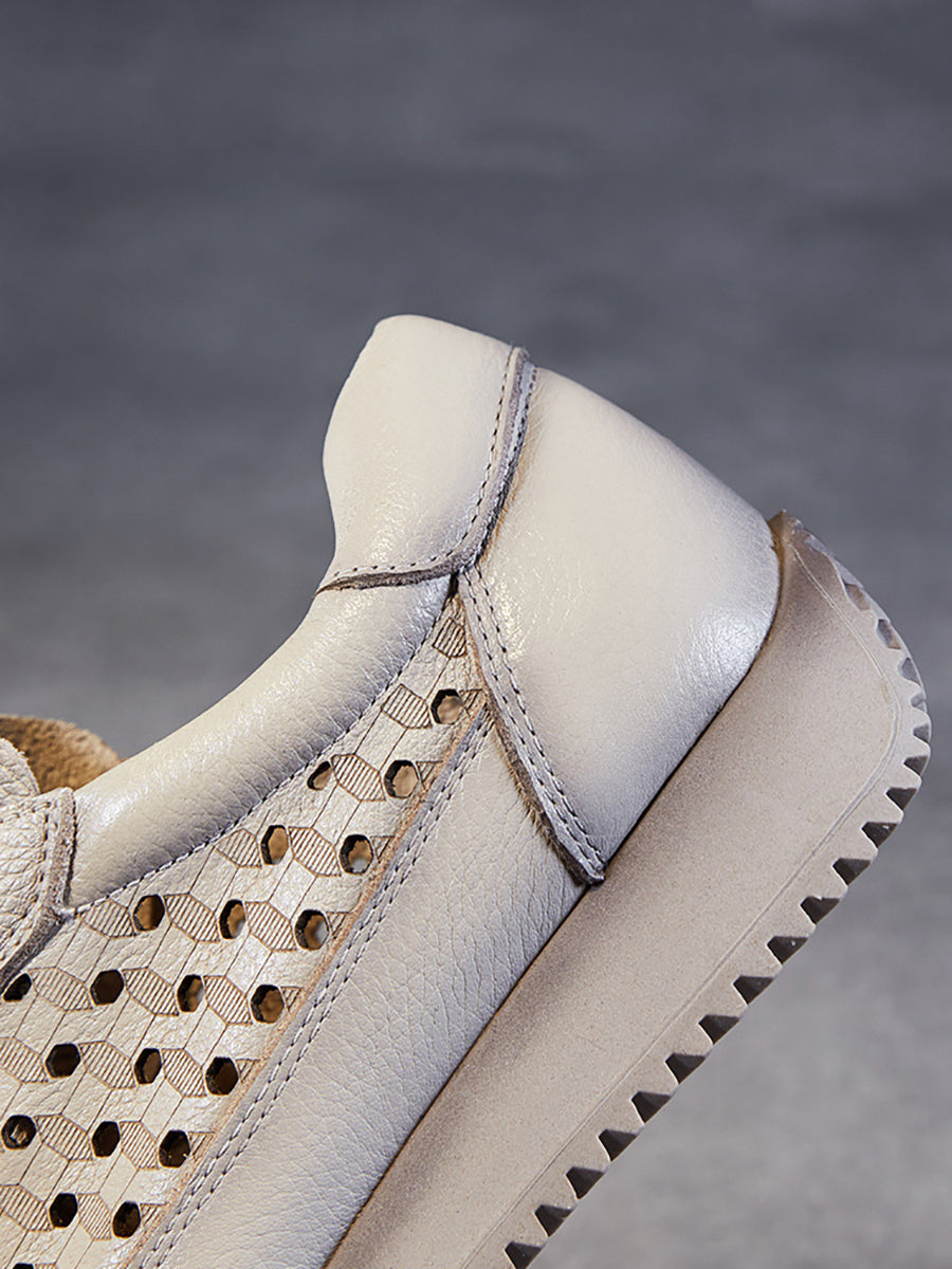 Summer Genuine Leather Cutout Platform Shoes Cv1034