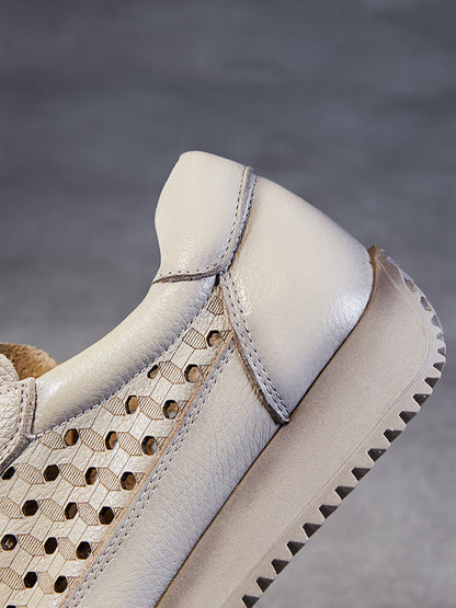 Summer Genuine Leather Cutout Platform Shoes Cv1034