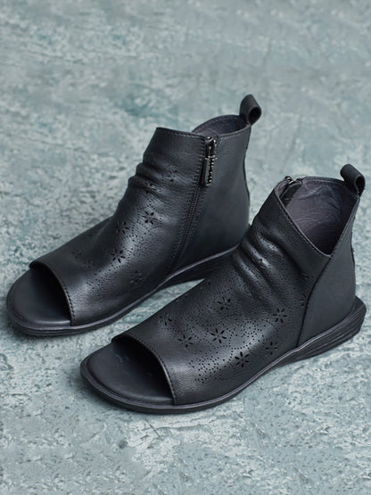 Summer Leather Open-toe Flat Shoes Ui1015