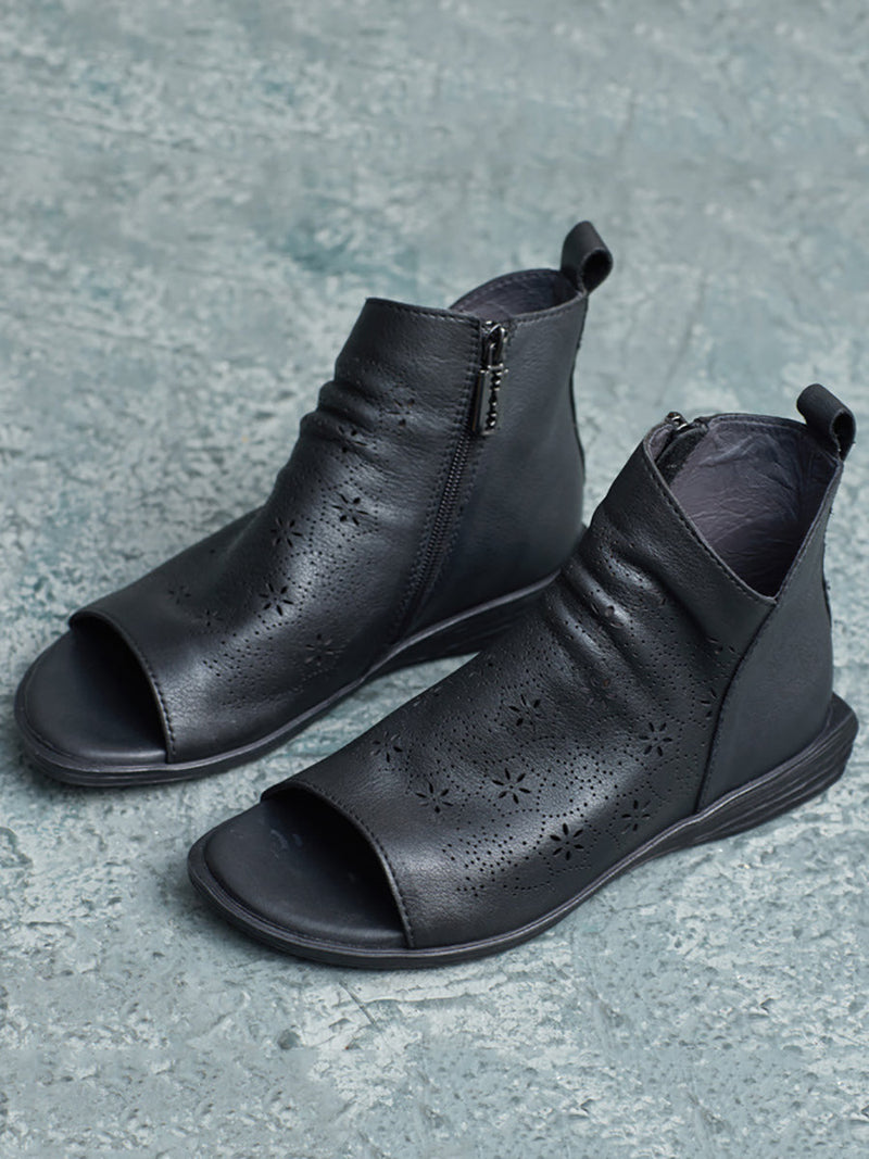 Summer Leather Open-toe Flat Shoes Ui1015