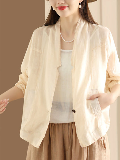 Summer Ramie Thin Cardigan Shirt Coat Sc1056