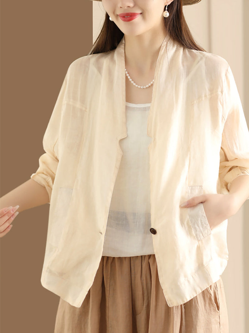 Summer Ramie Thin Cardigan Shirt Coat Sc1056