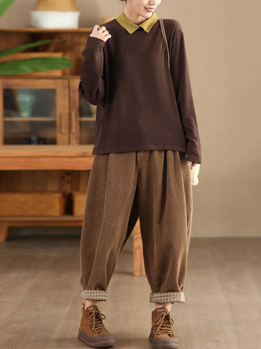 Autumn Corduroy Harem Pants Qu026