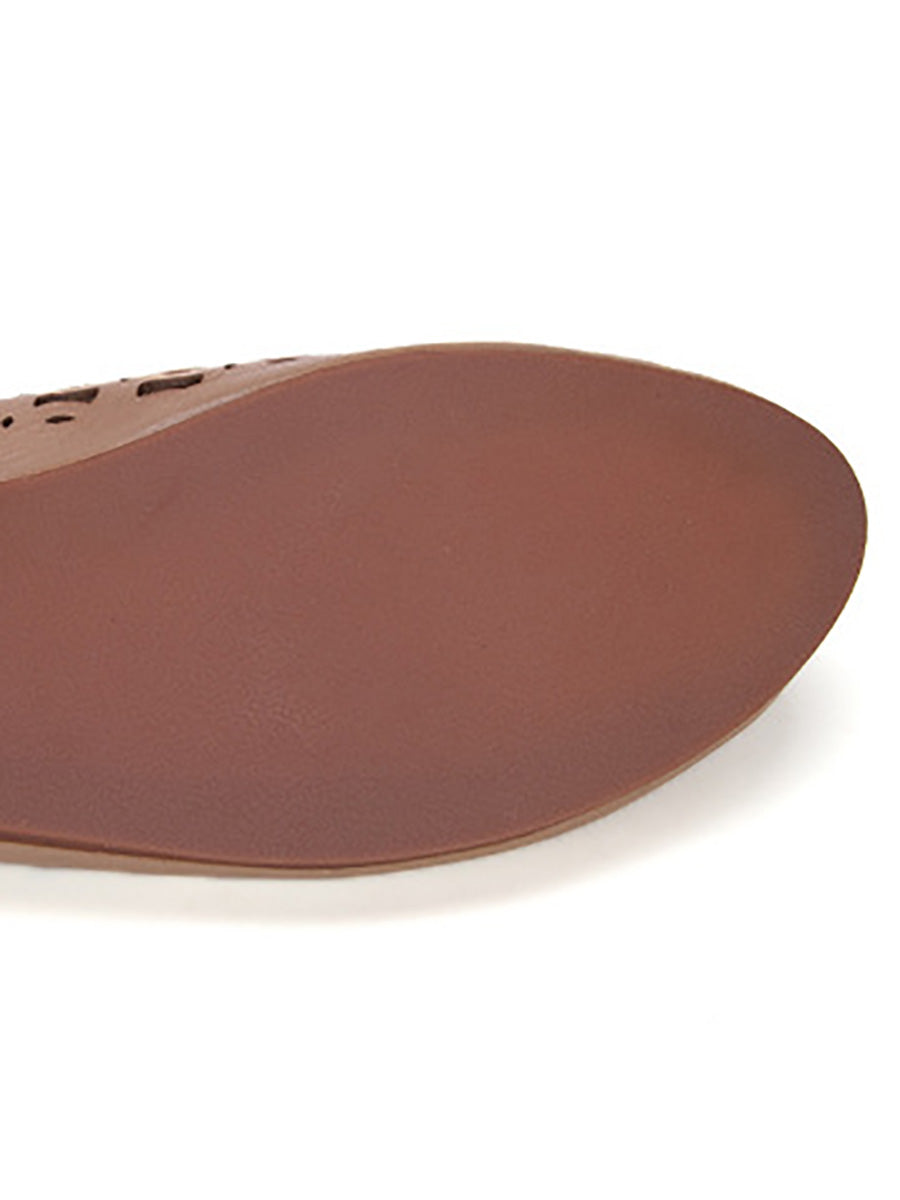 Artsy Summer Genuine Leather Cutout Flat Shoes Ll052