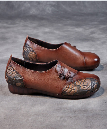 Spring Flower Leather Spliced Flat Shoes Kl1021