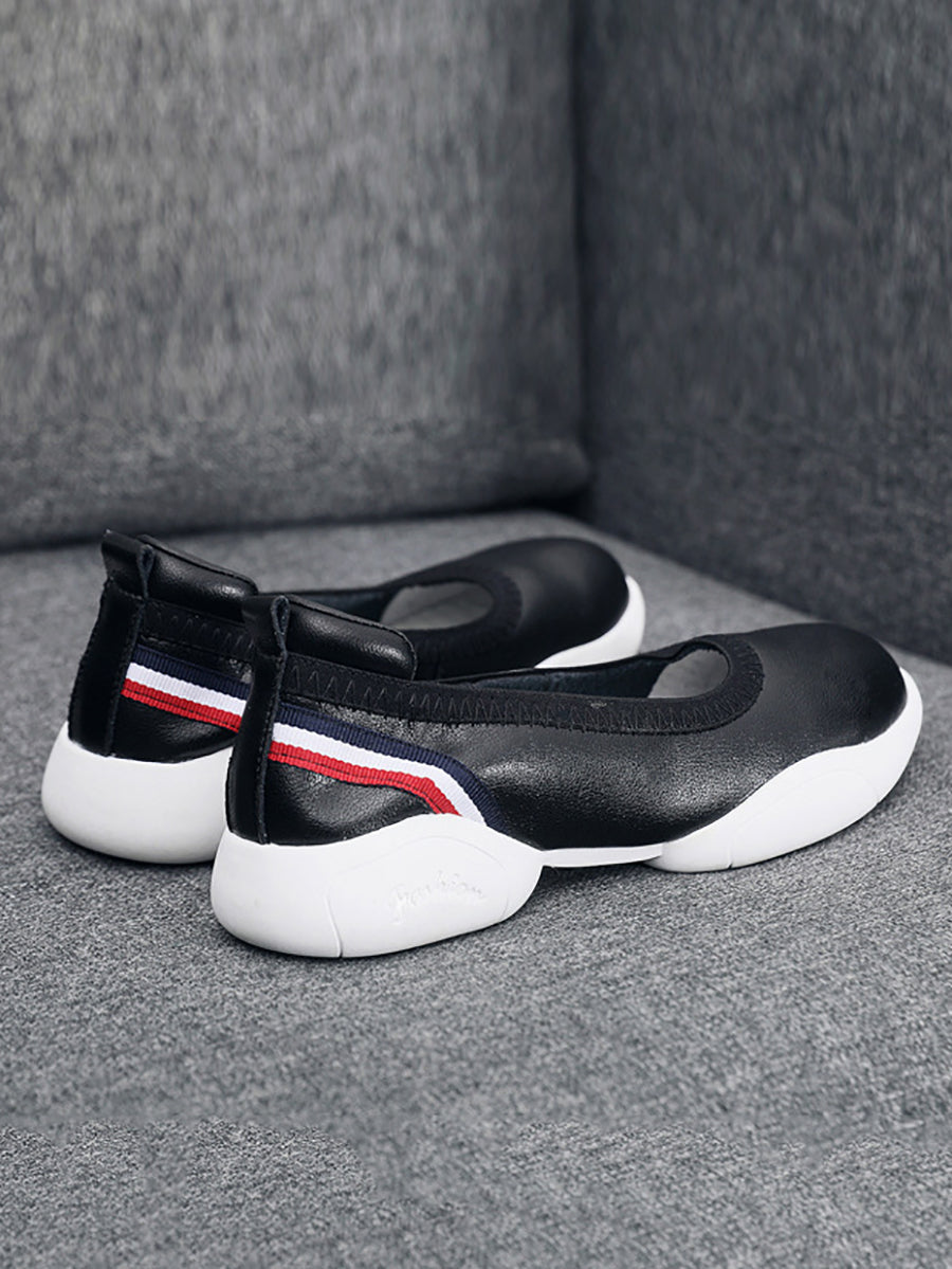Summer Leather Soft Spliced Flat Shoes Ui1018