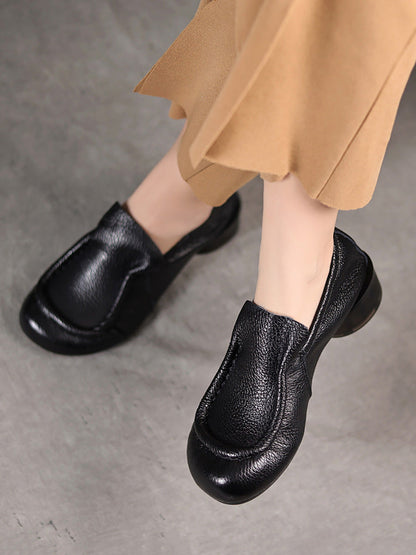 Summer Retro Soft Genuine Leather Low Heel Shoes Cx013