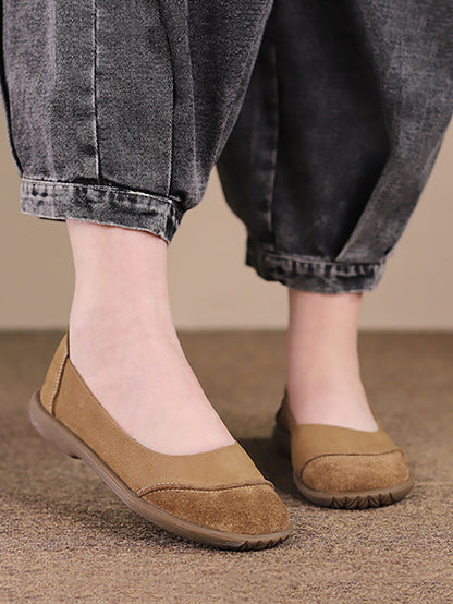 Summer Retro Leather Spliced Flat Shoes Ty1031